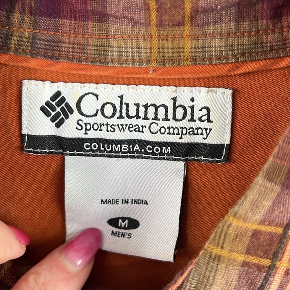 Columbia Sportswear Company Men's LS Orange Plaid Casual Button Down Shirt - Picture 2 of 9